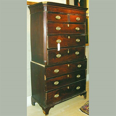 Lot 236 - Federal Mahogany Chest on Chest The upper...