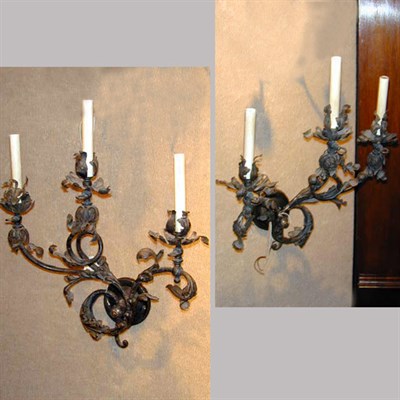 Lot 349 - Pair of Italian Rococo Style Wrought Metal...