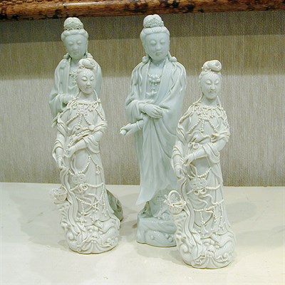 Lot 197 - Four Chinese Blanc de Chine Models of Guanyin