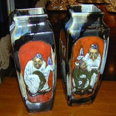Lot 206 - Pair of Japanese Sumidagawa Pottery Square...