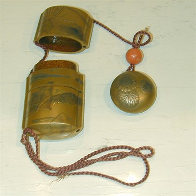 Lot 168 - Japanese Four Case Gold Lacquer Inro with...