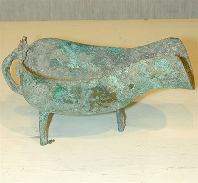 Lot 144 - Chinese Footed Bronze Pouring Vessel Han Dynasty