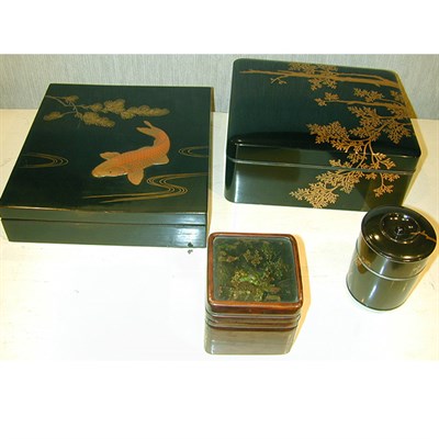 Lot 154 - Three Japanese Lacquer Boxes and a Chinese...