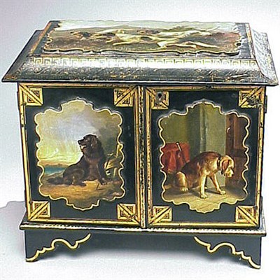 Lot 1 - Papier Mache Jewelry Box with Painted...