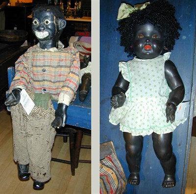Lot 367 - Black Carved Wood Ventriloquist Dummy and...