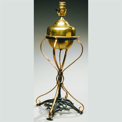 Lot 129 - Copper, Brass and Cast Iron Lamp W. A. S....