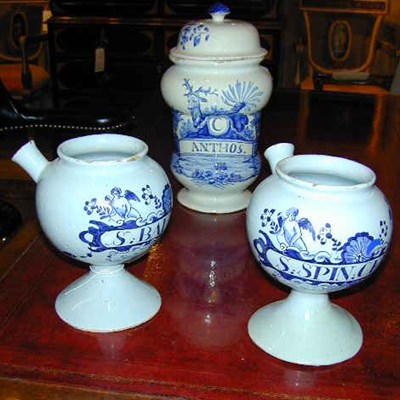 Lot 259 - Group of Three Pottery Apothecary Jars