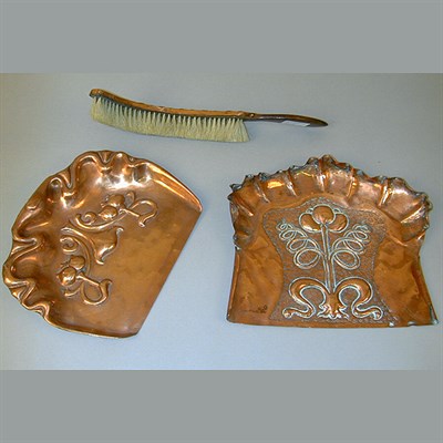 Lot 105 - English Arts and Crafts Copper Crumber and...