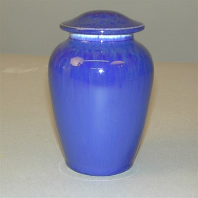 Lot 106 - Ruskin Pottery Covered Jar Of swollen...