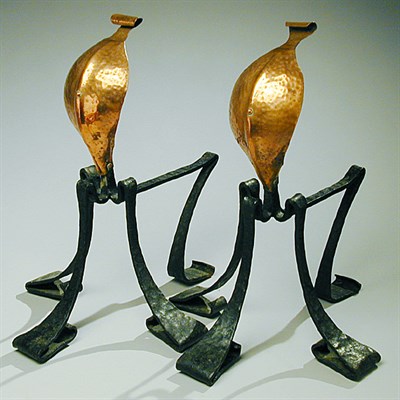 Lot 101 - Pair of Art Nouveau Hammered Copper and...