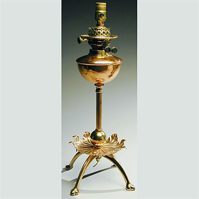 Lot 128 - Copper and Brass Lamp W. A. S. Benson Raised...