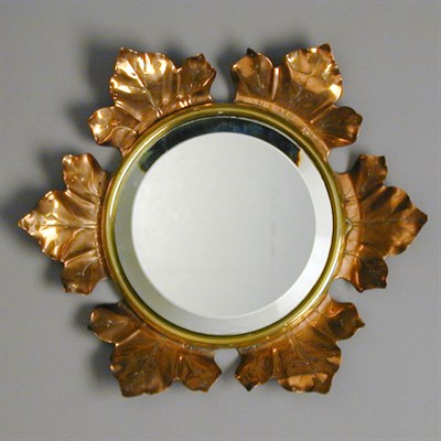 Lot 107 - Brass and Copper Mirror W.A.S. Benson Or...