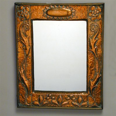 Lot 108 - English Arts and Crafts Copper Mirror Of...