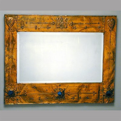 Lot 109 - English Arts and Crafts Copper Mirror Of...