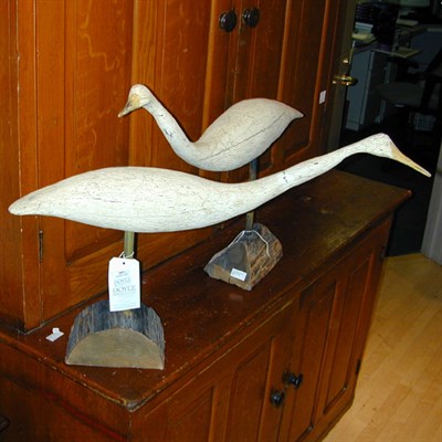 Lot 207 - Pair of Carved and Painted Wood Shore Bird...