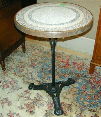 Lot 356 - Victorian Style Mosaic Top Wrought Iron Table