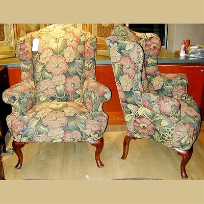 Lot 551 - Pair of Georgian Style Wing Chairs