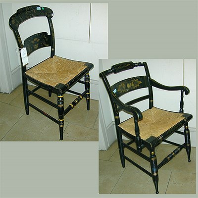 Lot 287 - Set of Eight Stenciled Fancy Chairs Including...