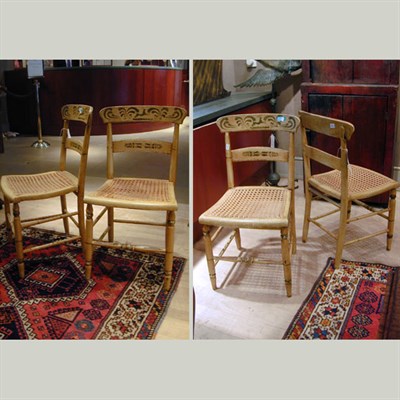 Lot 281 - Set of Four Painted Fancy Chairs Each crest...