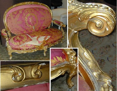 Lot 587 - Italian Rococo Style Gilt Carved Wood Settee...