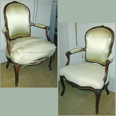 Lot 286 - Pair of Louis XV Style Upholstered Walnut...
