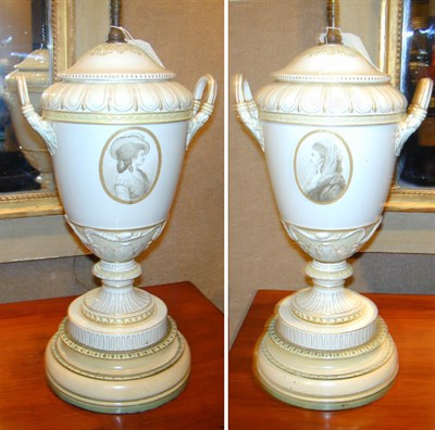 Lot 493 - Pair of KPM Porcelain Lamps
