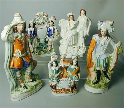 Lot 481 - Group of Five Staffordshire Pottery Figures