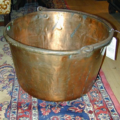 Lot 438 - Large Copper Swing Handle Pot Diameter 21 1/2...