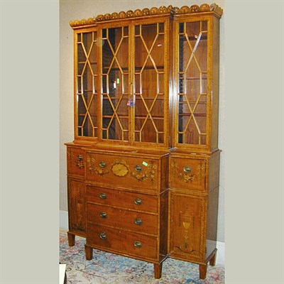 Lot 350 - Edwardian Style Mahogany Secretary Bookcase...