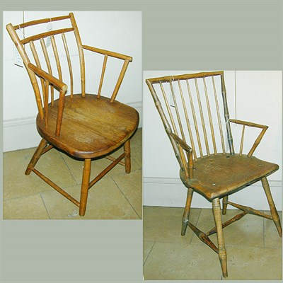 Lot 282 - Bamboo Turned Windsor Armchair Together with a...