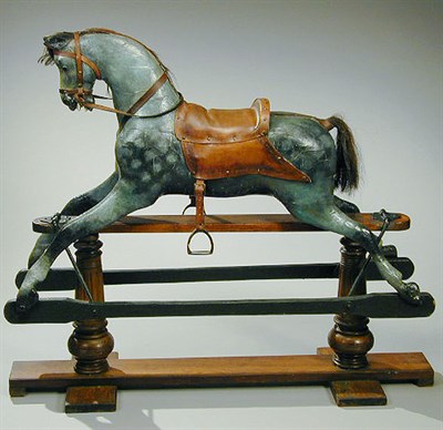 Lot 376 - Carved Wood and Papier Mache Rocking Horse...