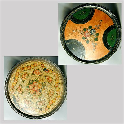 Lot 439 - Two Round Tole Peinte Trays Each with floral...