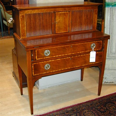 Lot 231 - Georgian Style Banded Mahogany Tambour Desk