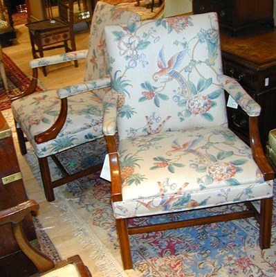 Lot 178 - Pair of Georgian Style Mahogany Armchairs