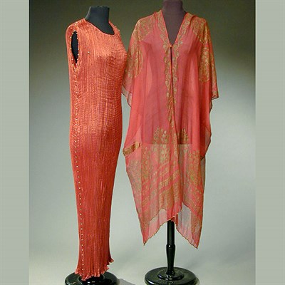 Lot 588 - Fortuny Rose Delphos Dress and Coat Ensemble...