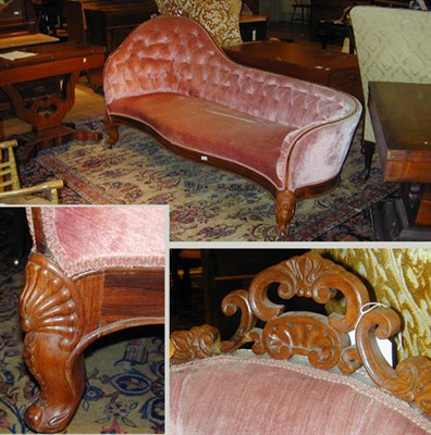 Lot 153 - Rococo Revival Mahogany Upholstered Chaise Longue