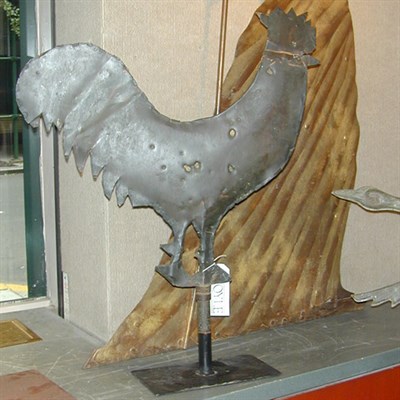 Lot 183 - Sheet Metal Rooster Weathervane Raised on an...