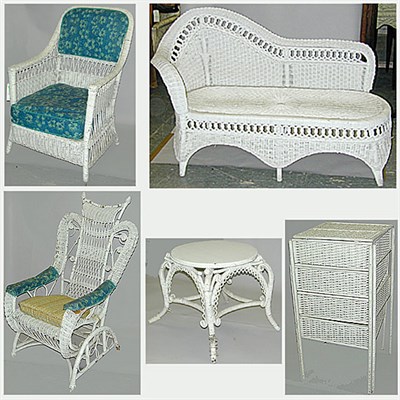 Lot 177 - Group of Wicker Furniture Approximately eleven...