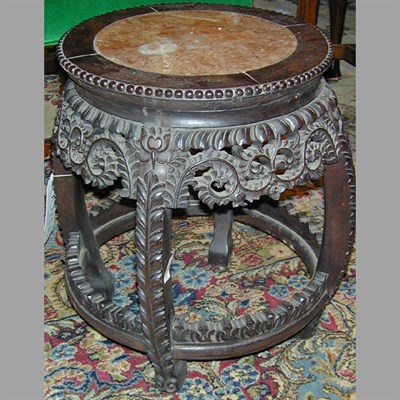 Lot 330 - Chinese Marble Inset Hardwood Stand