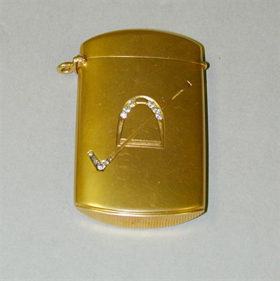 Lot 218 - Gold Match Safe 14 kt. yellow gold, of oval...