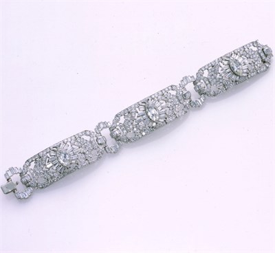 Lot 398 - Art Deco Diamond Bracelet Platinum, designed...