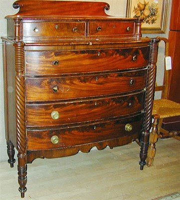 Lot 290 - Late Federal Mahogany Bow-Front Chest of...