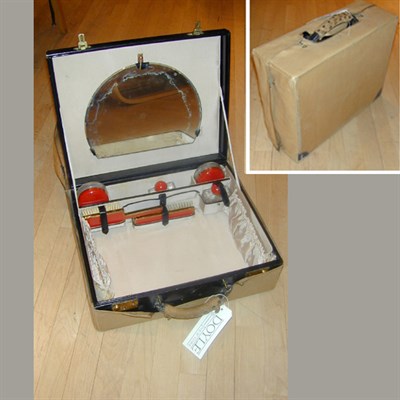 Lot 77 - English Art Deco Traveling Vanity Set The...