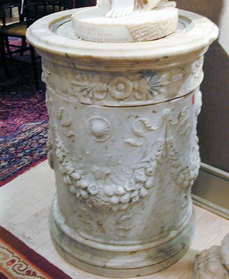 Lot 122A - Carved Marble Pedestal Decorated in relief...