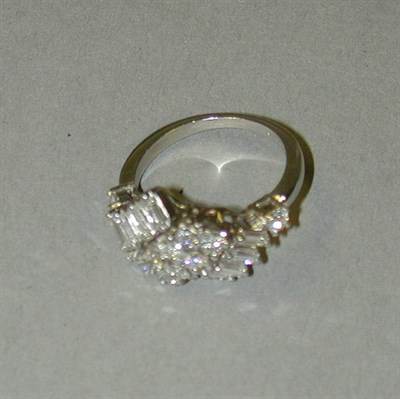 Lot 338 - Diamond Cocktail Ring Platinum, diagonally set...