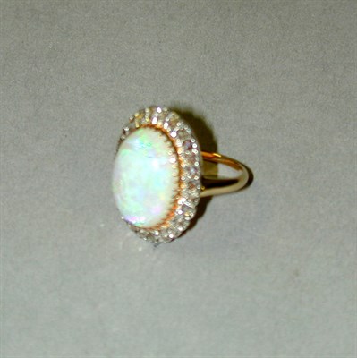 Lot 263 - Antique Style Opal and Diamond Ring 14 kt....