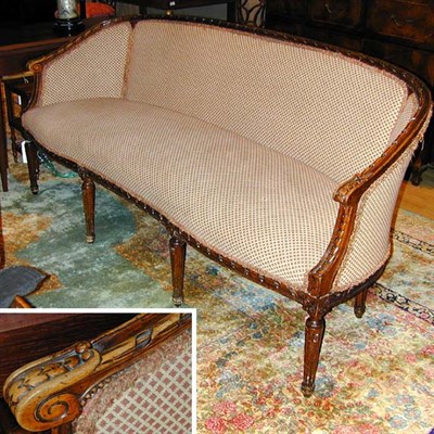 Lot 495 - Louis XVI Style Upholstered Beechwood Settee