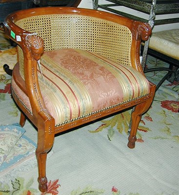 Lot 153 - Empire Style Upholstered Mahogany Tub Chair