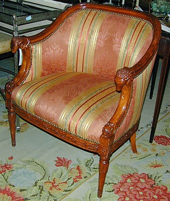 Lot 151 - Empire Style Upholstered Mahogany Armchair
