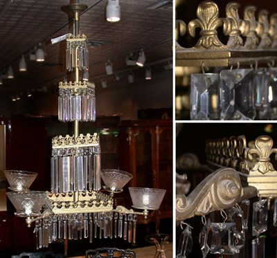 Lot 258 - Victorian Brass Four-Light Chandelier With a...